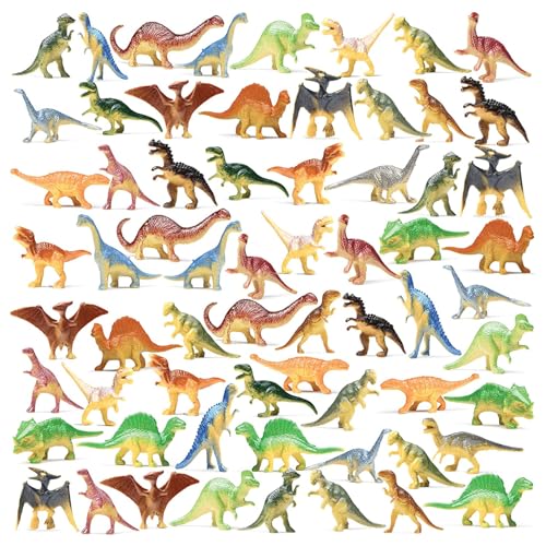PREXTEX 72 Count Mini Dinosaur Figurines – Plastic Dinosaur Party Favors for Kids