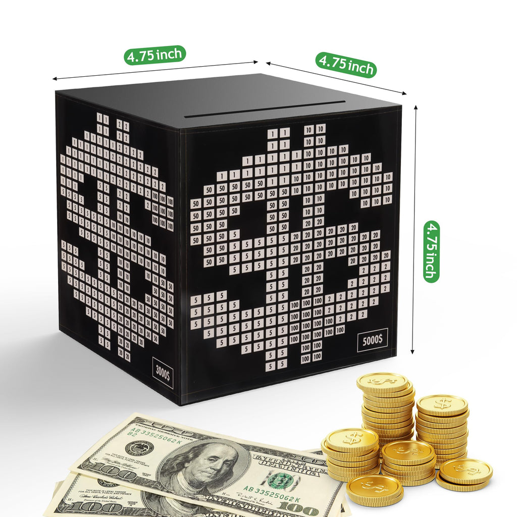 Primo Lines Money Saving Box Challenge - Metal Savings Box with Goal Tracker for Kids and Adults - Holds Up to 700 Bills or 4,000 Coins