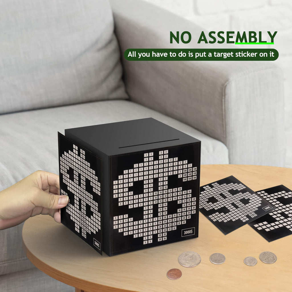 Primo Lines Money Saving Box Challenge - Metal Savings Box with Goal Tracker for Kids and Adults - Holds Up to 700 Bills or 4,000 Coins