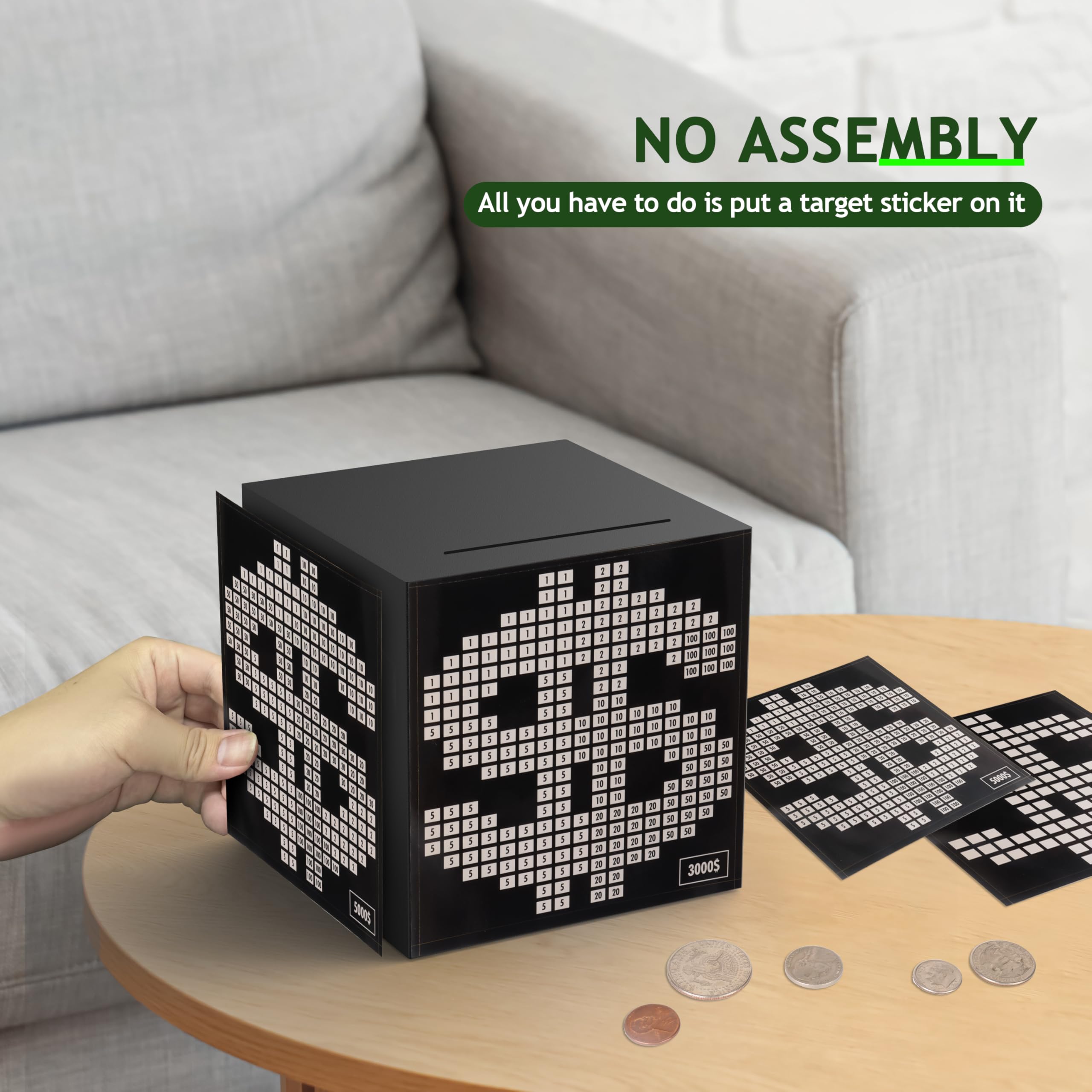Primo Lines Money Saving Box Challenge - Metal Savings Box with Goal Tracker for Kids and Adults - Holds Up to 700 Bills or 4,000 Coins