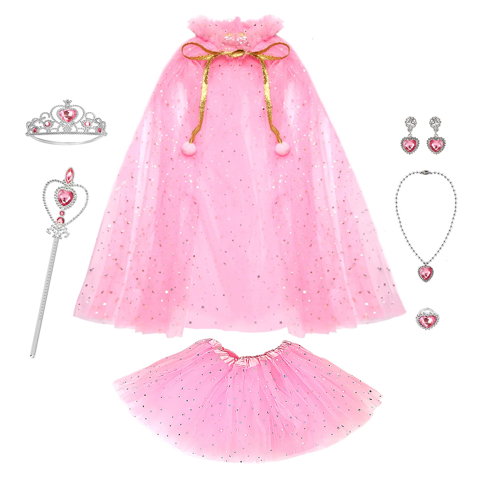 Princess Dress Set for Girls 4-6 – Cape, Dress, Crown & Accessories