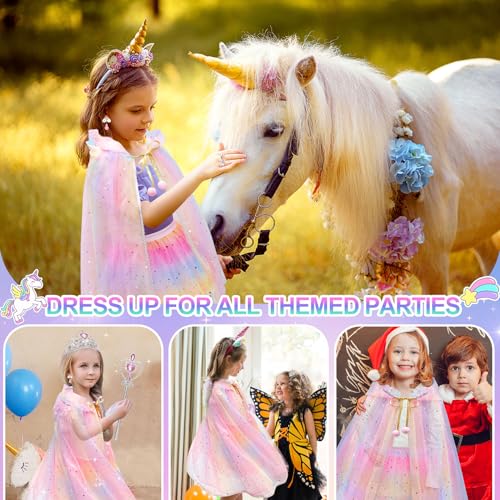 Princess Dress-Up Set for Girls – 4 Themes, Cape, Tiara, Wand & Jewelry