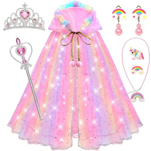 Princess Dress-Up Set for Girls – 4 Themes, Cape, Tiara, Wand & Jewelry