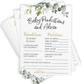 Printed Party Baby Shower Prediction & Advice Cards – 30 Eucalyptus Greenery Cards for Gender Reveal, Fun Party Game, Keepsake for New Parents