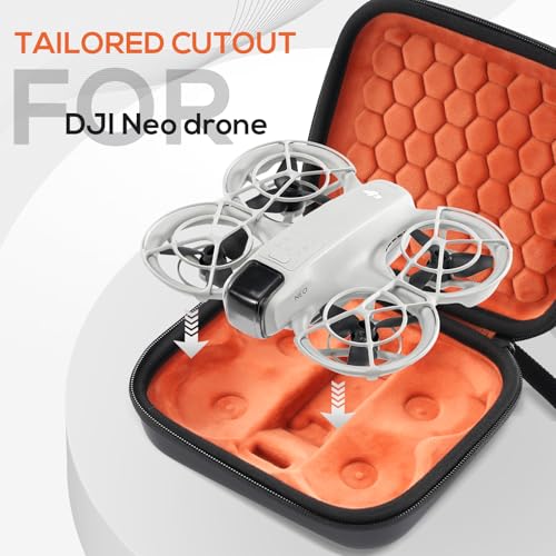 ProCase DJI Neo Carrying Case – Hard Shell Shockproof Travel Case (Orange/Black)