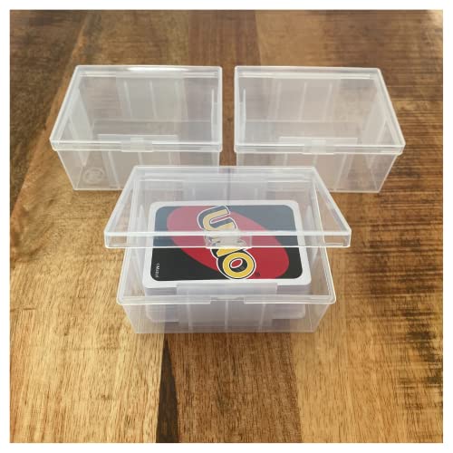 PRODUCT80 BitsBins 3-Pack Card Cases – Holds UNO Deck or 142 Cards – Shatterproof Snap Lid