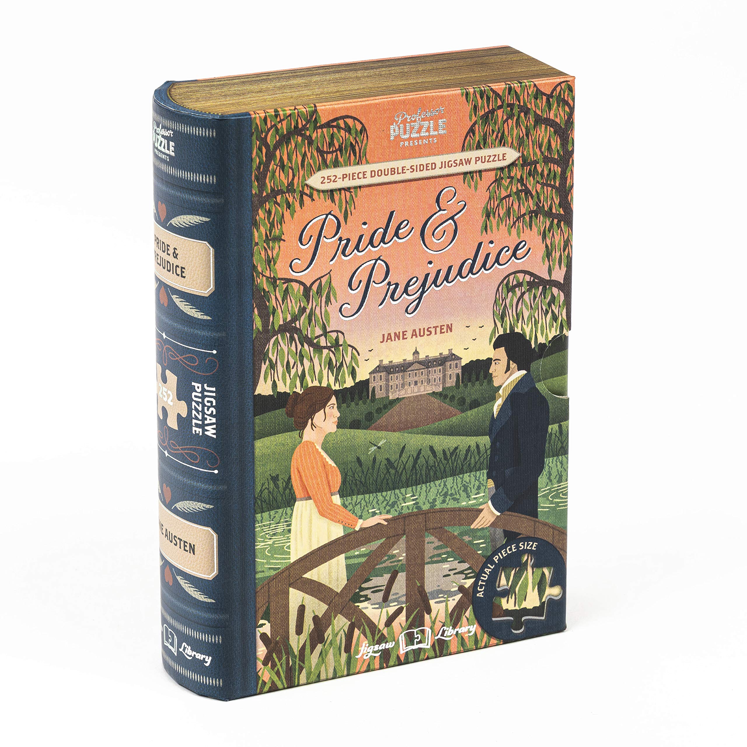 Professor Puzzle Jigsaw Library: Pride & Prejudice Double-Sided 252-Piece Puzzle in Book-Shaped Box