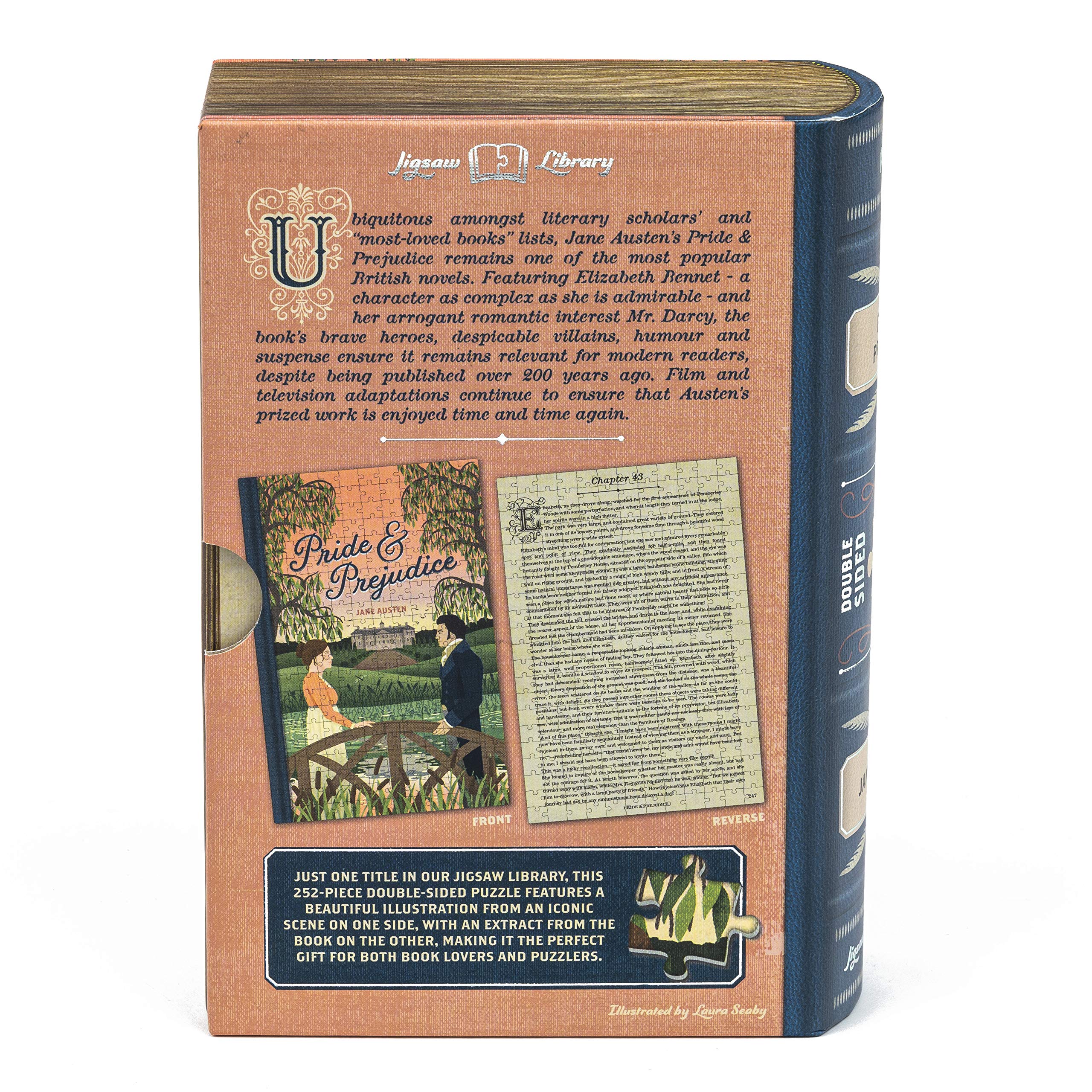 Professor Puzzle Jigsaw Library: Pride & Prejudice Double-Sided 252-Piece Puzzle in Book-Shaped Box