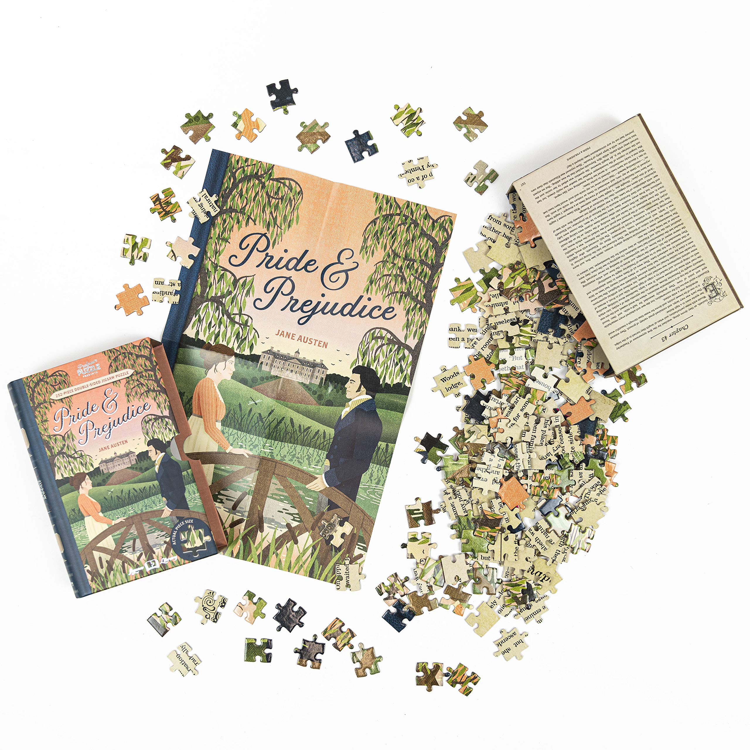 Professor Puzzle Jigsaw Library: Pride & Prejudice Double-Sided 252-Piece Puzzle in Book-Shaped Box
