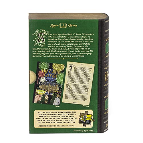 Professor Puzzle Jigsaw Library: The Great Gatsby Double-Sided 252-Piece Puzzle in Book-Shaped Box