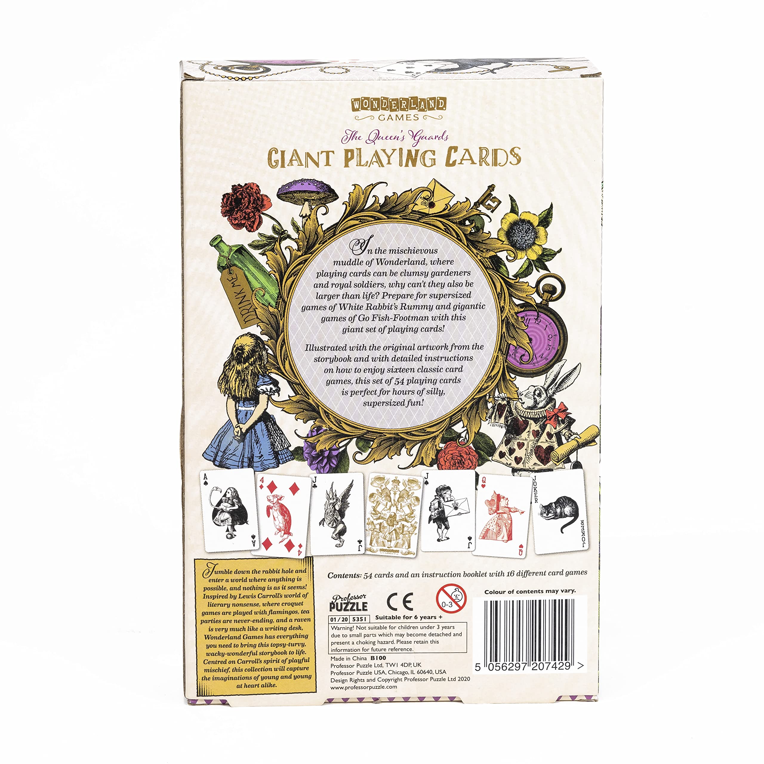 Professor Puzzle Queen's Guard Giant Playing Cards – Alice in Wonderland Jumbo Deck