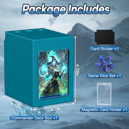 Proijeut Commander Deck Box with Life Counter - Holds 100+ Double-Sleeved Cards, Teal