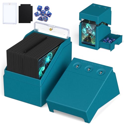 Proijeut Commander Deck Box with Life Counter - Holds 100+ Double-Sleeved Cards, Teal