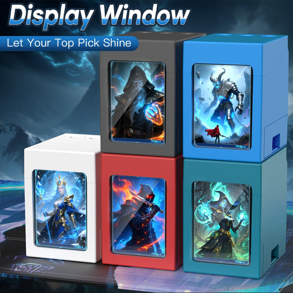 Proijeut Deck Box with Life Counter & Commander Display – Holds 100 Double-Sleeved Cards, Blue