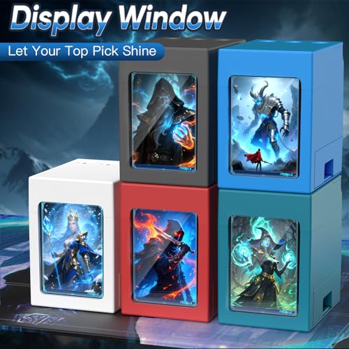 Proijeut MTG Deck Box with Life Counter, Commander Display & Dice Tray – Fits 100 Double-Sleeved Cards, White