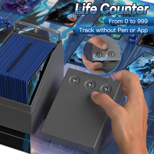 Proijeut MTG Deck Box with Life Counter – Fits 100+ Double-Sleeved Cards, Commander Display, Dice Tray (Grey)