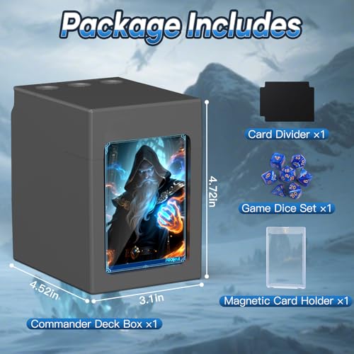 Proijeut MTG Deck Box with Life Counter – Fits 100+ Double-Sleeved Cards, Commander Display, Dice Tray (Grey)