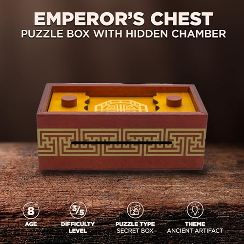 Project Genius Emperor’s Chest Wooden Puzzle Box – Hidden Compartment for Gift Cards and Cash – Brain Teaser for Ages 8+