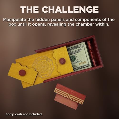 Project Genius Emperor’s Chest Wooden Puzzle Box – Hidden Compartment for Gift Cards and Cash – Brain Teaser for Ages 8+