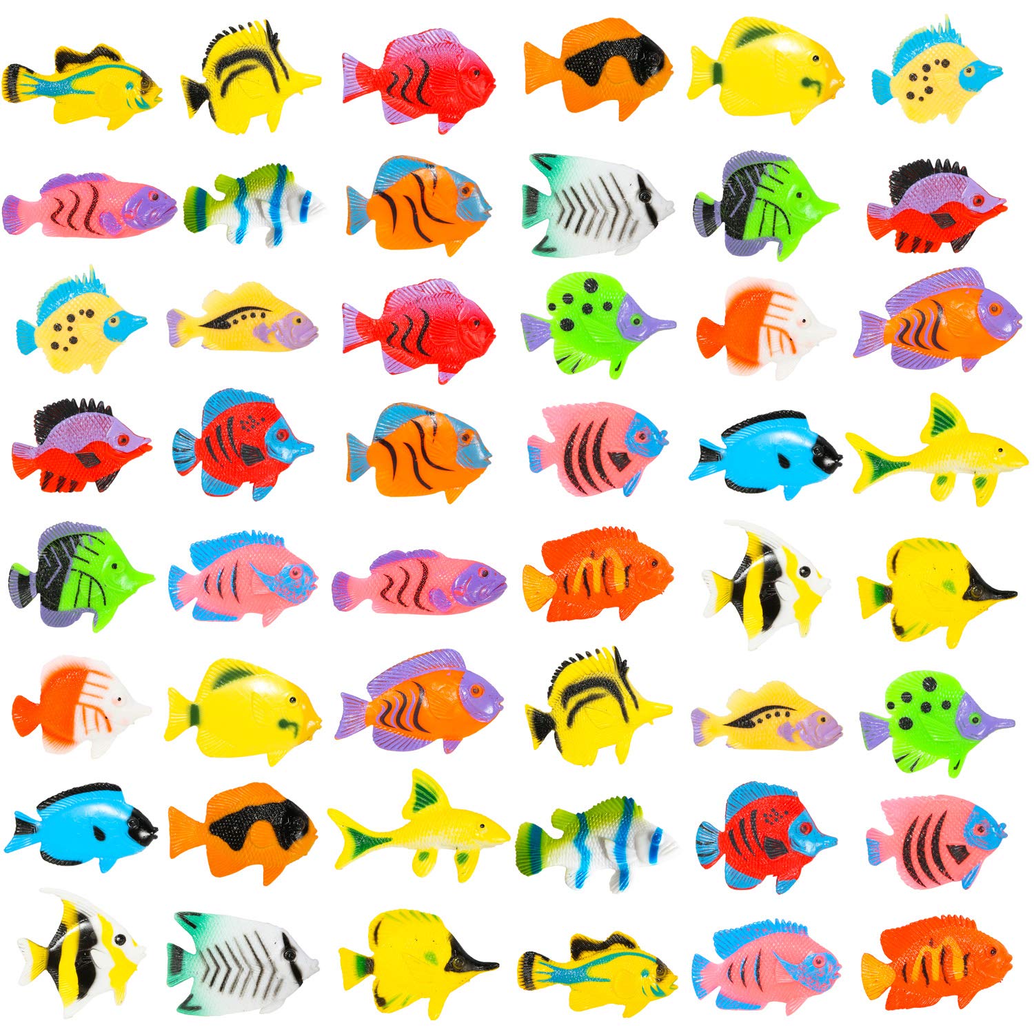 PROLOSO 48-Piece Plastic Toy Fish Set – Tropical Sea Animal Figures for Bath, Party Favors, and On-the-Go Play