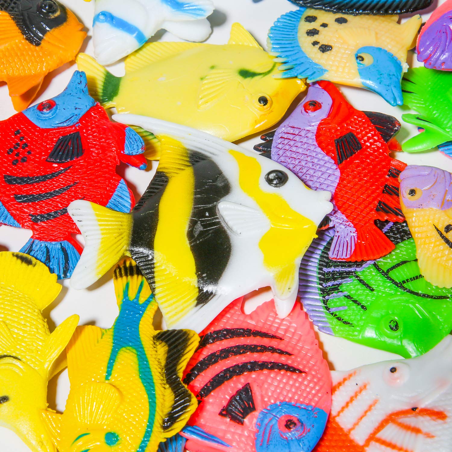PROLOSO 48-Piece Plastic Toy Fish Set – Tropical Sea Animal Figures for Bath, Party Favors, and On-the-Go Play