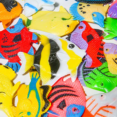 PROLOSO 48-Piece Plastic Toy Fish Set – Tropical Sea Animal Figures for Bath, Party Favors, and On-the-Go Play