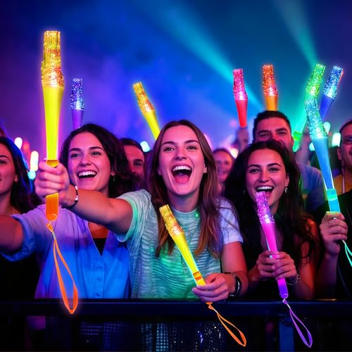 ProlPings 12PC Glow Fiber Optic Wands – LED Light Up Party Favors in 4 Neon Colors with 3 Modes