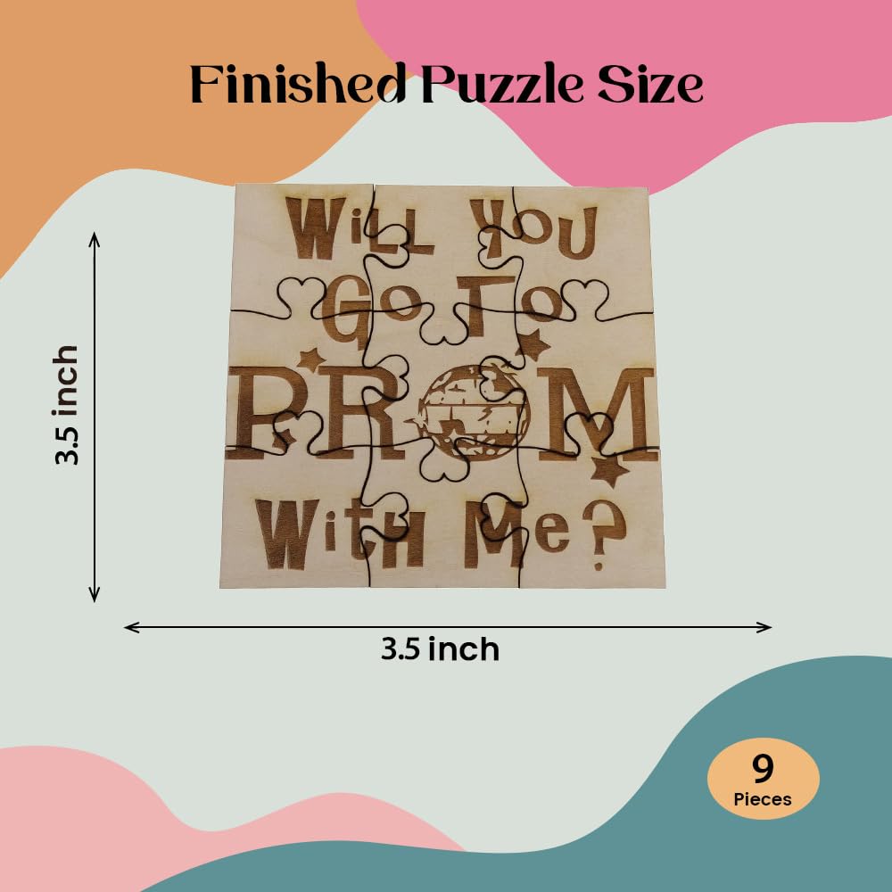 Prom Proposal Puzzle – 9-Piece Laser-Engraved Basswood Jigsaw, Personalized Gift