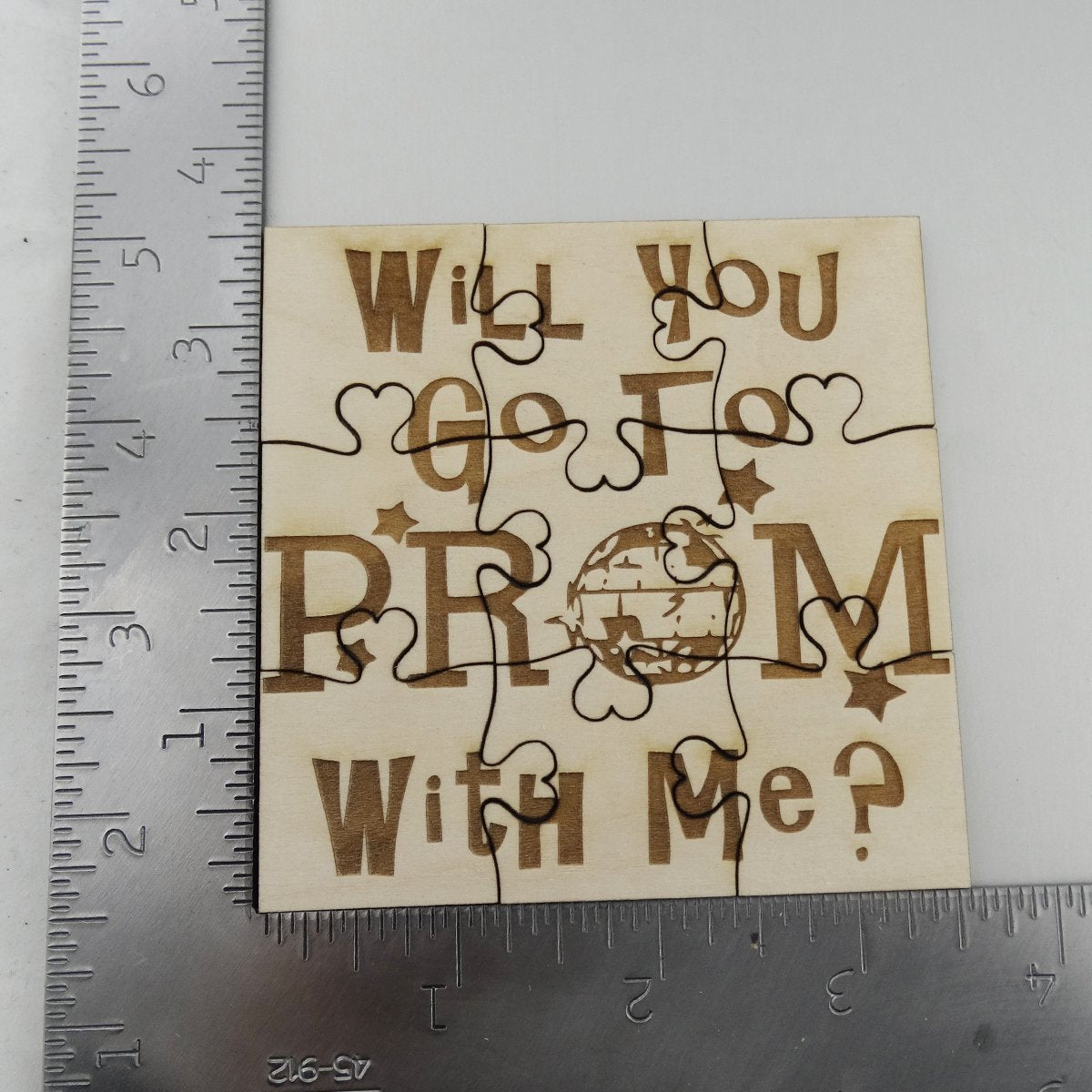 Prom Proposal Puzzle – 9-Piece Laser-Engraved Basswood Jigsaw, Personalized Gift