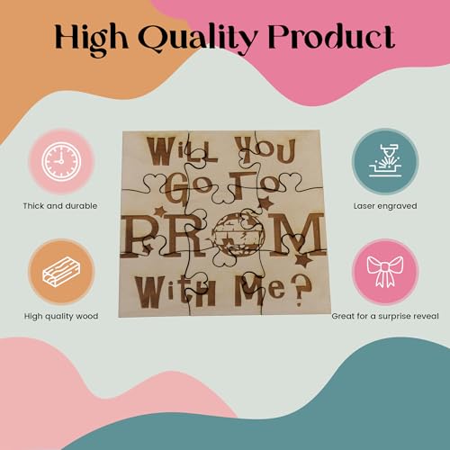 Prom Proposal Puzzle – 9-Piece Laser-Engraved Basswood Jigsaw, Personalized Gift