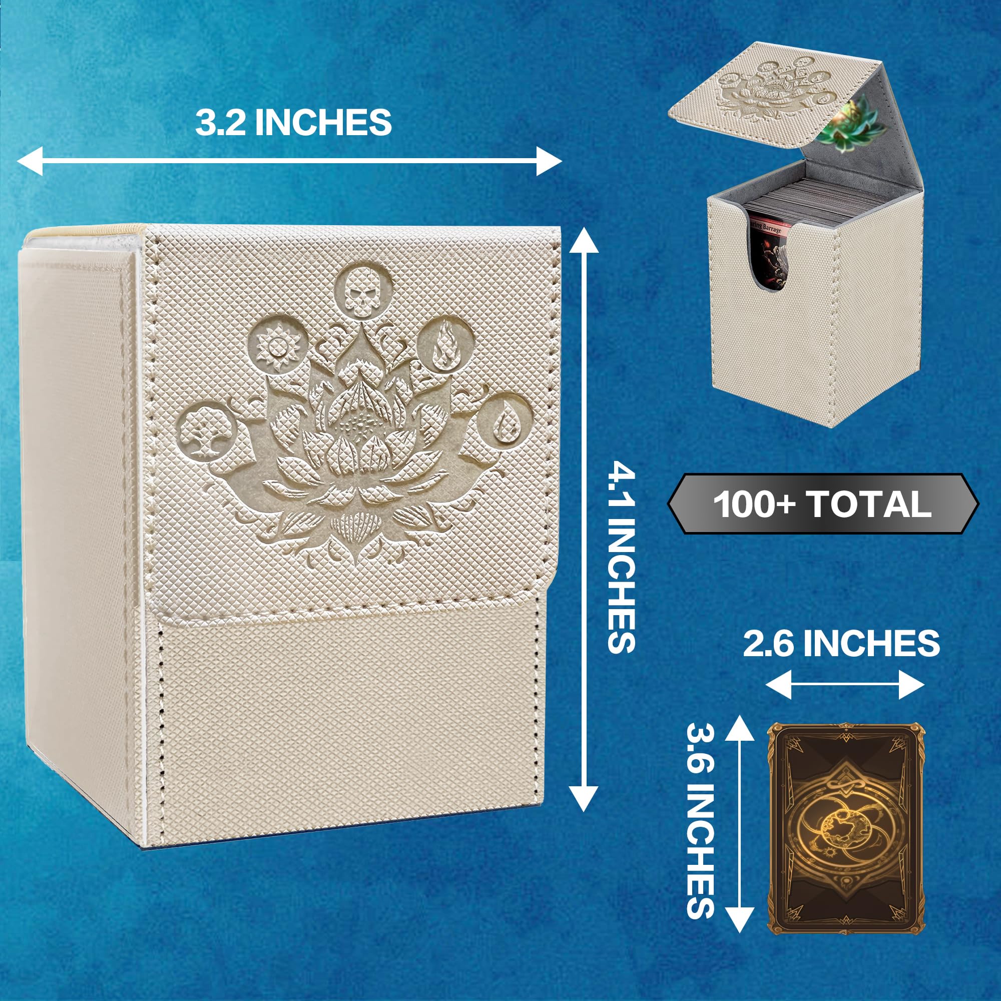 PROMAXIBINDER MTG Commander Deck Box – Holds 100+ Cards, Magnetic Closure, PU Leather, Grey