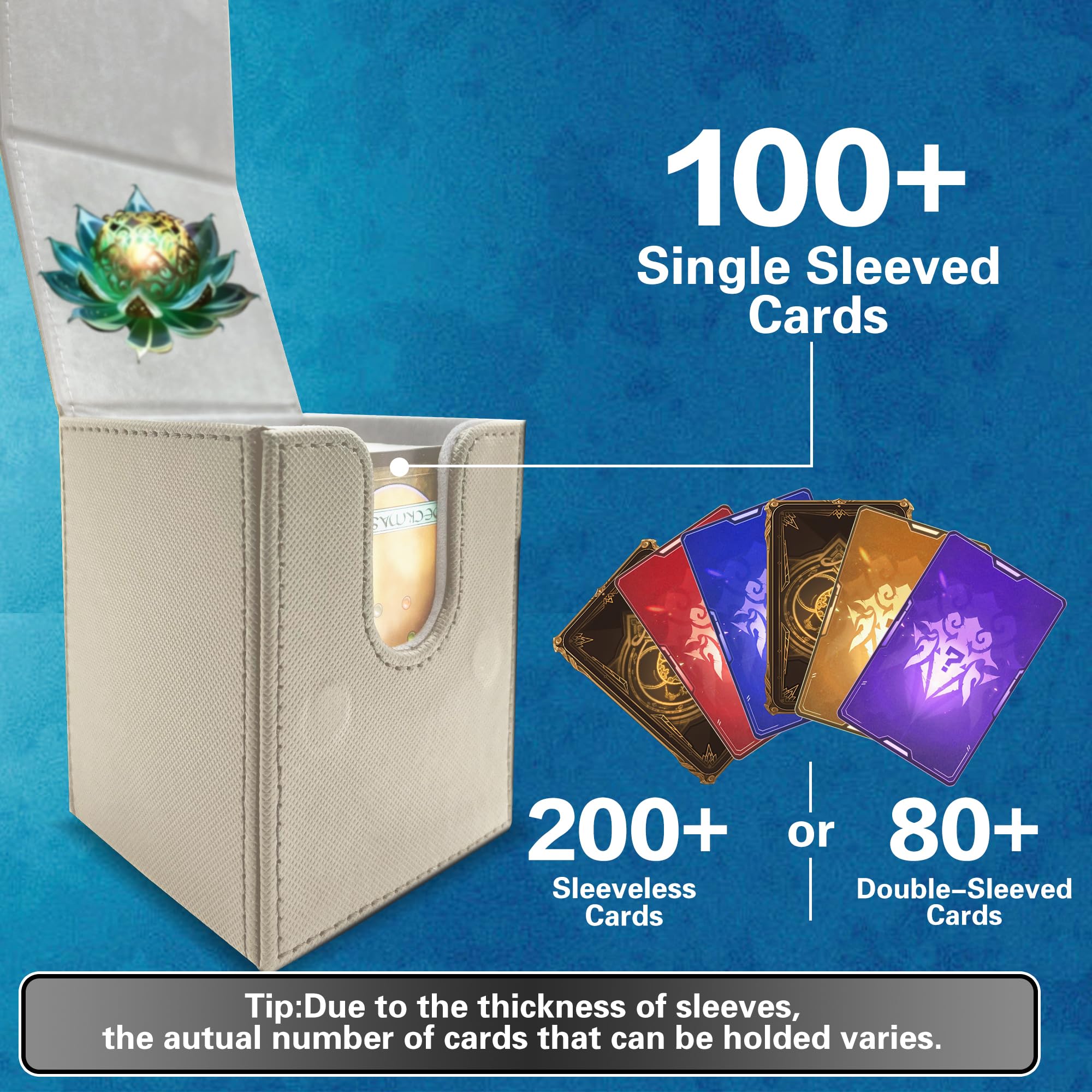 PROMAXIBINDER MTG Commander Deck Box – Holds 100+ Cards, Magnetic Closure, PU Leather, Grey