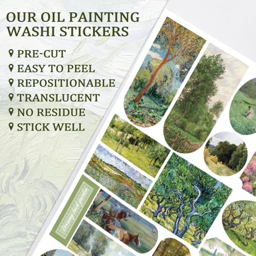 PRSTINCOL Oil Painting Sticker Book: 52 Sheets, 500+ Vintage Scrapbook Stickers for Adults & Teens