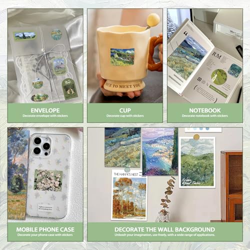 PRSTINCOL Oil Painting Sticker Book: 52 Sheets, 500+ Vintage Scrapbook Stickers for Adults & Teens