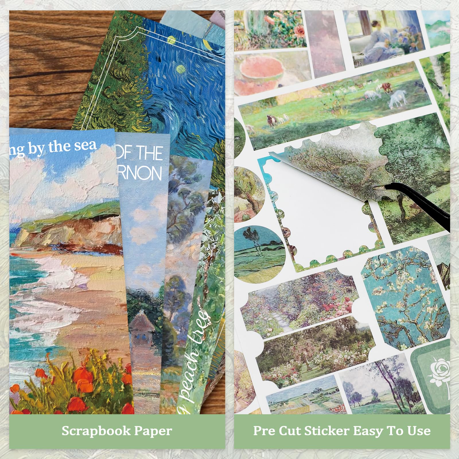 PRSTINCOL Oil Painting Sticker Book: 52 Sheets, 500+ Vintage Scrapbook Stickers for Adults & Teens