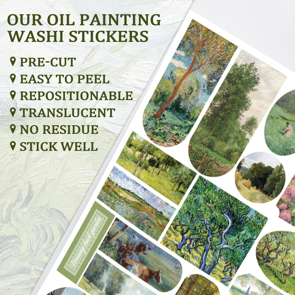 PRSTINCOL Oil Painting Sticker Book: 52 Sheets, 500+ Vintage Scrapbook Stickers for Adults & Teens