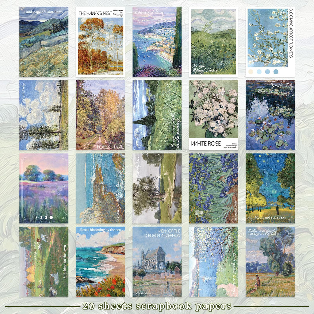 PRSTINCOL Oil Painting Sticker Book: 52 Sheets, 500+ Vintage Scrapbook Stickers for Adults & Teens