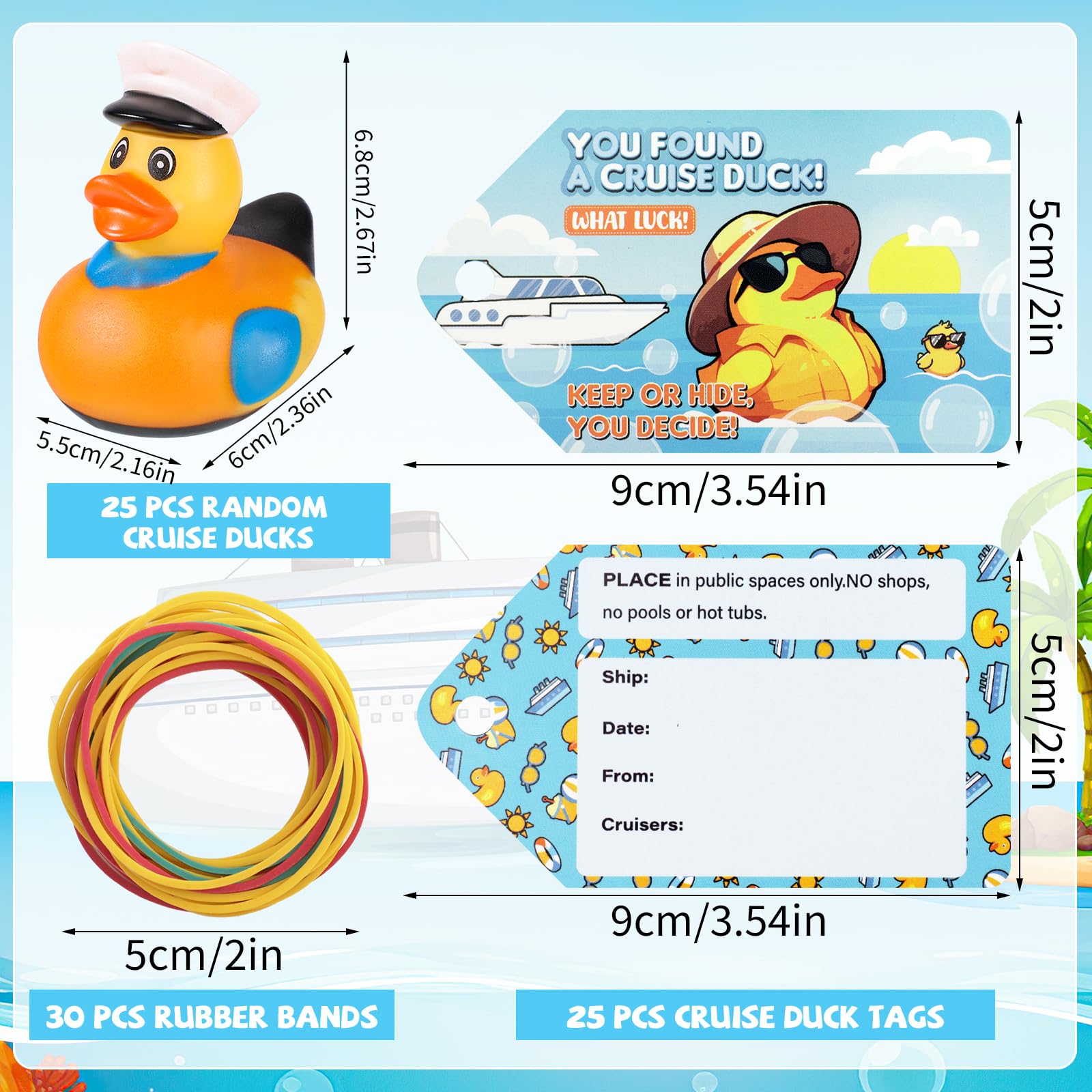 Prudiut Cruise Duck Hiding Game Kit – 12 Ducks, 15 Tags & 20 Bands