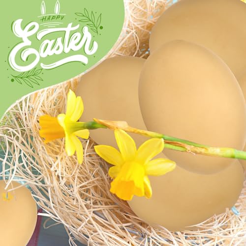 Pseutio 12 Brown Wooden Eggs – Realistic 2.4-Inch Faux Eggs for DIY Crafts, Easter Decorations, and Hen Training