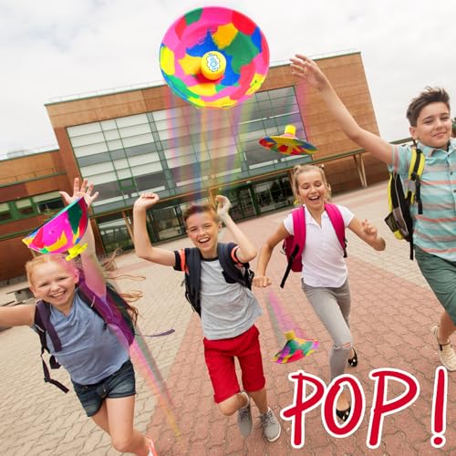PSXTCU Magic Flying Saucer Popper 4-Pack — Soft Rubber Pop-Up Disc for Kids & Dogs