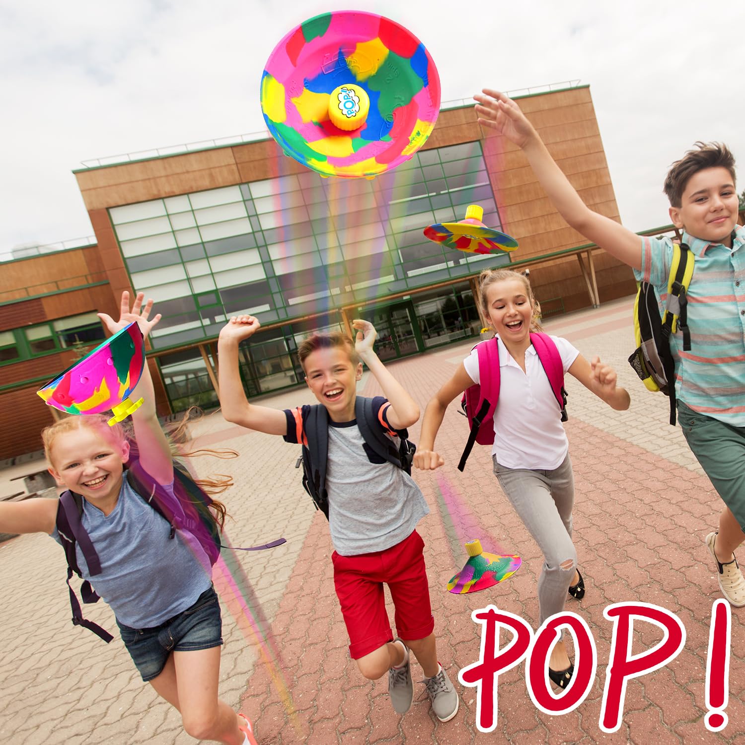 PSXTCU Magic Flying Saucer Popper 4-Pack — Soft Rubber Pop-Up Disc for Kids & Dogs