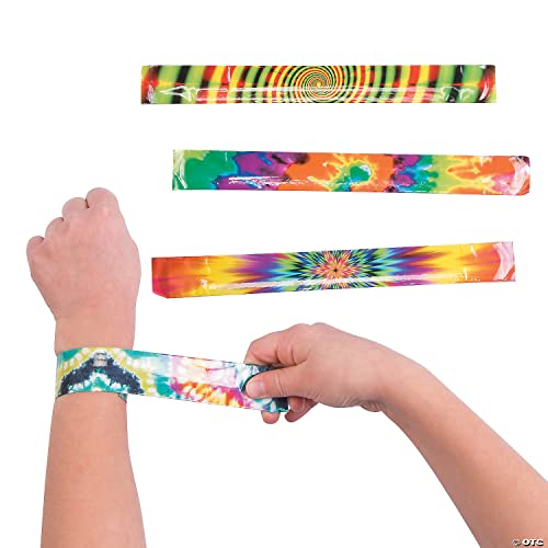 Psychedelic Slap Bracelets (12-Pack) - Tie-Dye Party Favors for Retro Theme