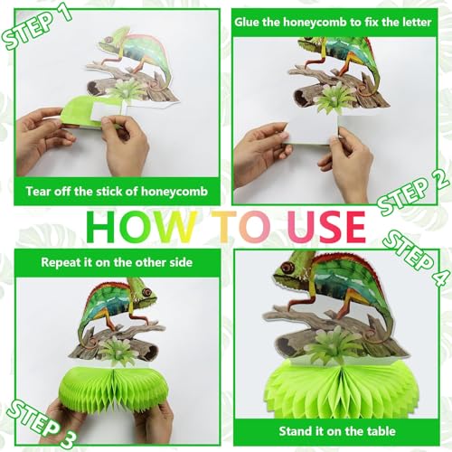 PTECDROTS Reptile Party Decorations – 42-Piece Set with Balloons, Banner, Cake Topper & Centerpieces