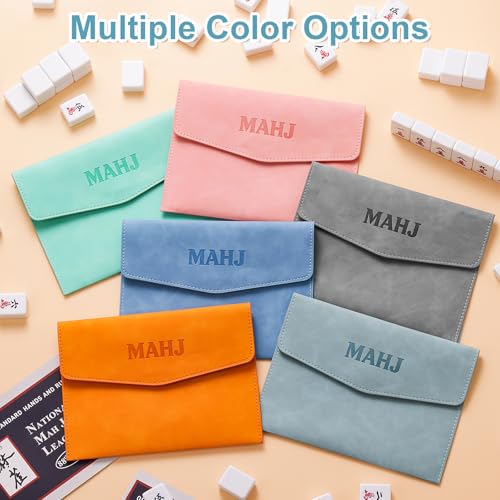 PU Leather Mahjong Card Holder with Magnetic Snap – Medium Gray