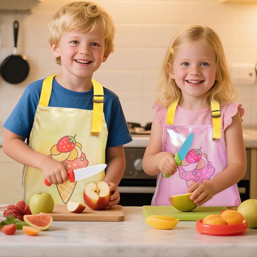 PUBMIND Kids Apron – Adjustable Waterproof Cooking & Art Apron with Pocket for Boys Girls Ages 5-12