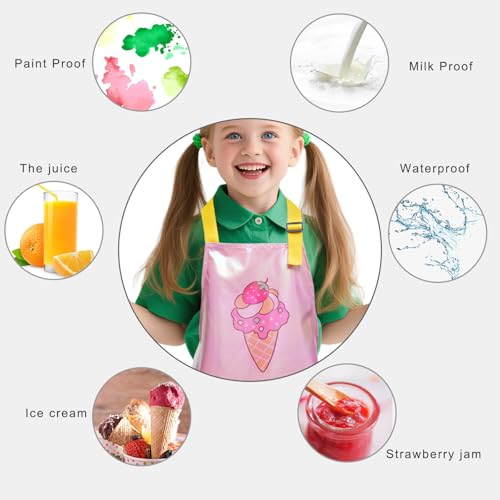 PUBMIND Kids Apron – Adjustable Waterproof Cooking & Art Apron with Pocket for Boys Girls Ages 5-12