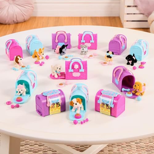 Pucci Pups 18-Piece Collectible Puppy Set – Boston Terrier, Pug, Shih Tzu with Carrier Purses and Accessories