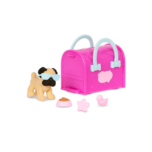 Pucci Pups 18-Piece Collectible Puppy Set – Boston Terrier, Pug, Shih Tzu with Carrier Purses and Accessories