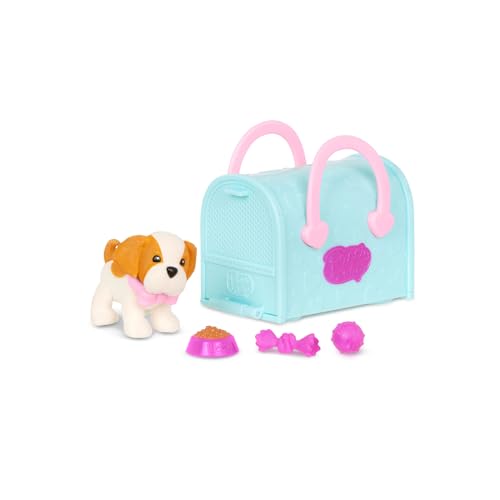 Pucci Pups 18-Piece Collectible Puppy Set – Boston Terrier, Pug, Shih Tzu with Carrier Purses and Accessories