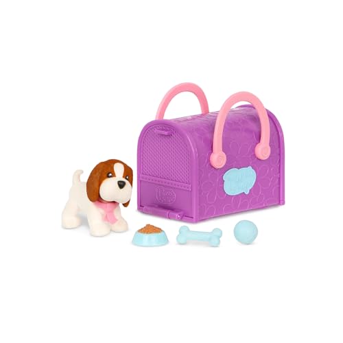 Pucci Pups Collectible Puppy Set – Beagle, Schnauzer, Poodle with Carrier Purse and Accessories – 18 Pieces